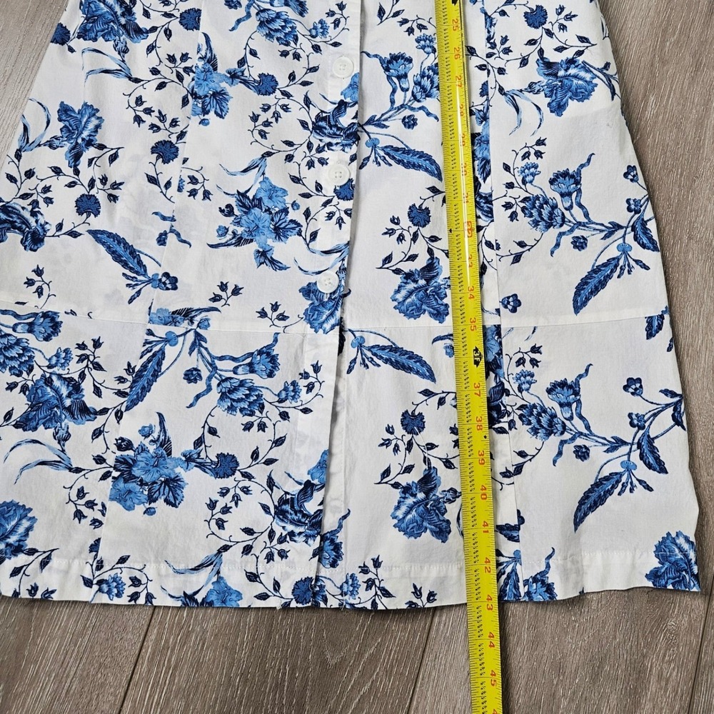 VTG Liz Claiborne Size L Shirt Dress Blue/White Tie Belt Floral Cotton Classic - Picture 10 of 11